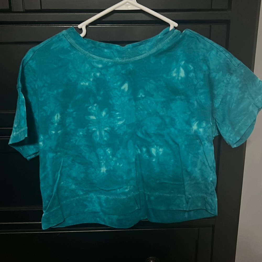 Old navy cropped tshirt teal sz L 10/12